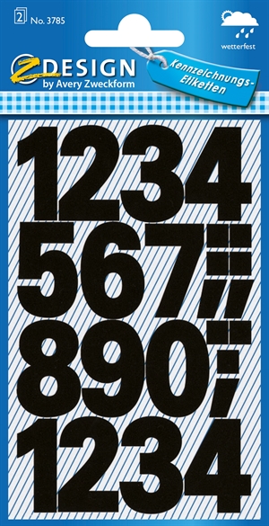 Avery manuella etikettnummer 0-9 25 mm svart (48)